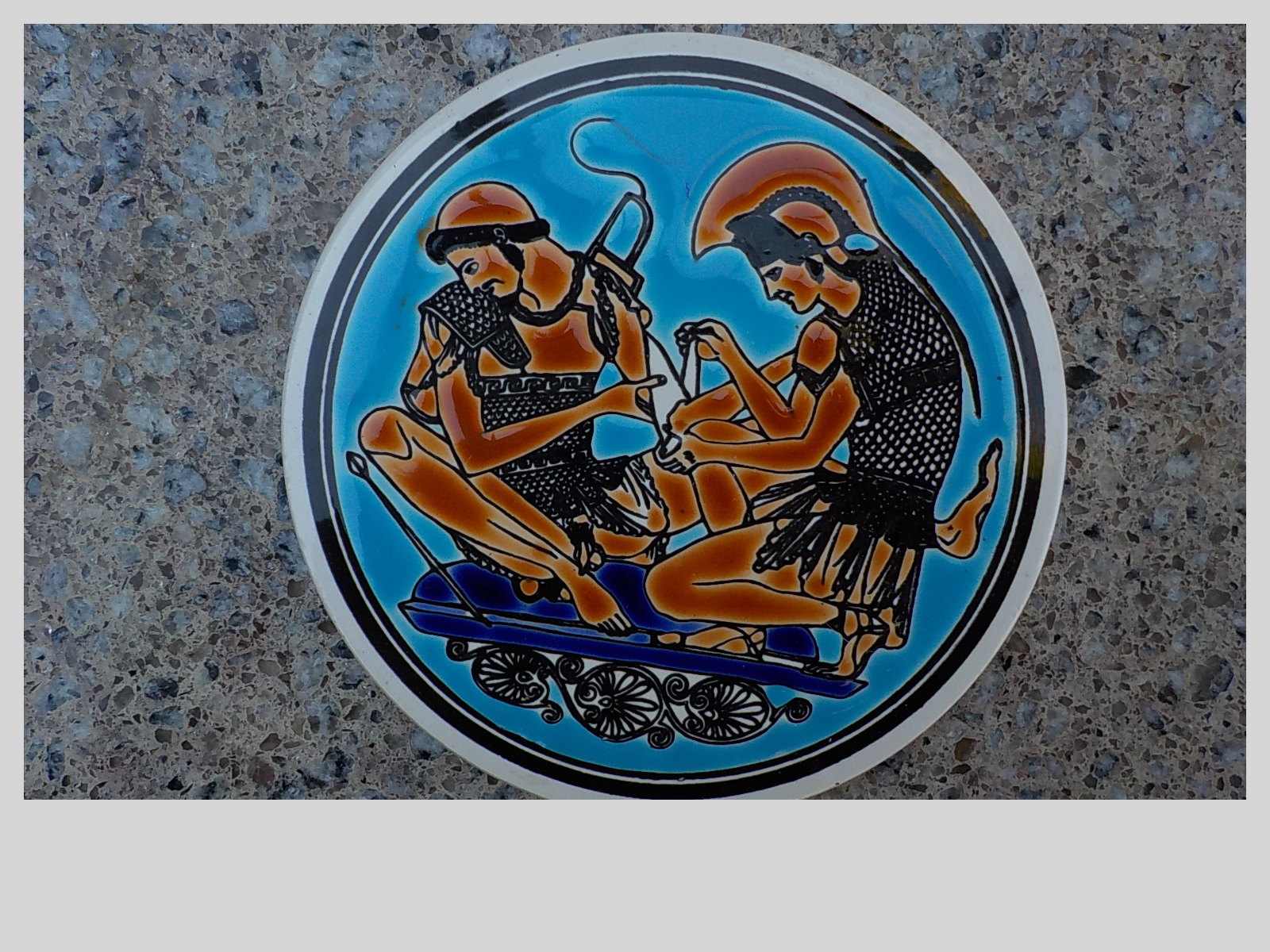 VINTAGE ANCIENT GREEK DESIGN CERAMIC COASTERS Owl Ship Mythology set 4