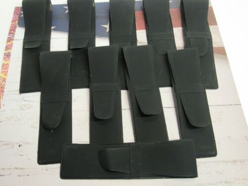 LOT OF 10 BLACK LARGE FLAP CLOSE Pen Pouch/Sleeve/ Holder 