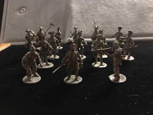 VINTAGE LOT UNPAINTED LEAD METAL SOLDIERS Colonial & Indians Soldiers 15 Pcs