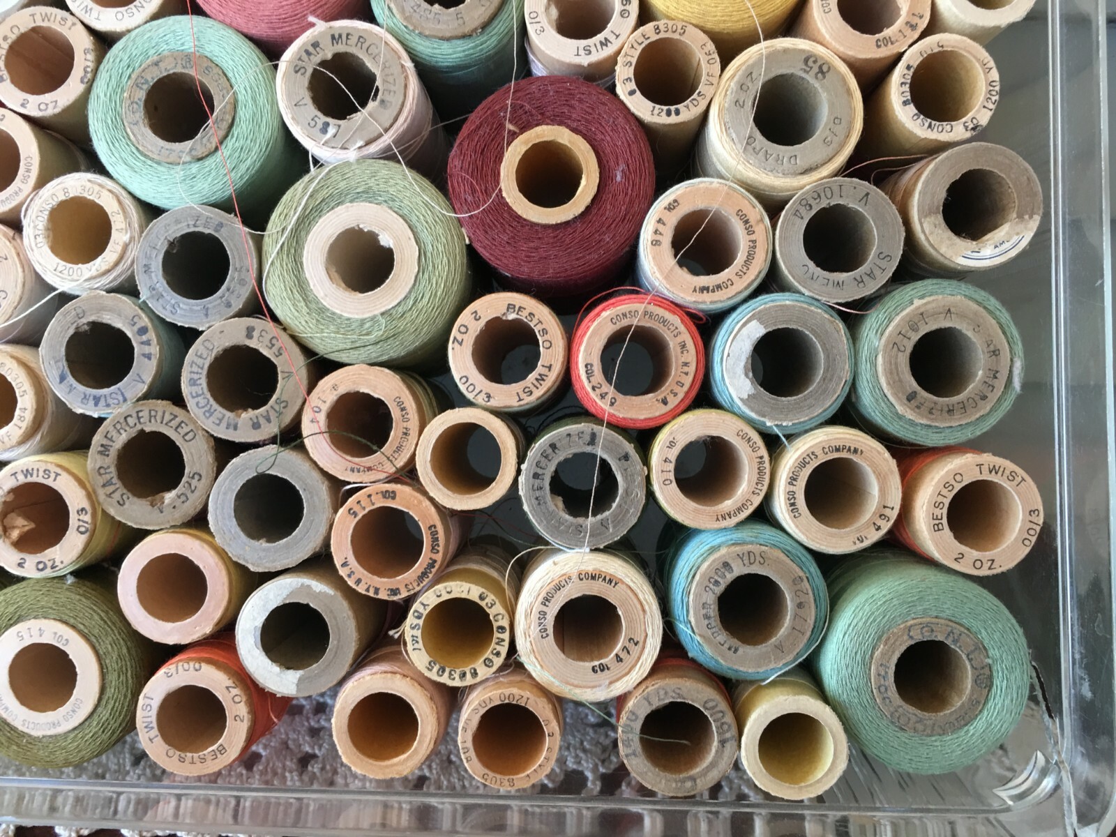 Lot of 86 Vintage Spools of Sewing Thread Conso, Bestso, Star Mercerized