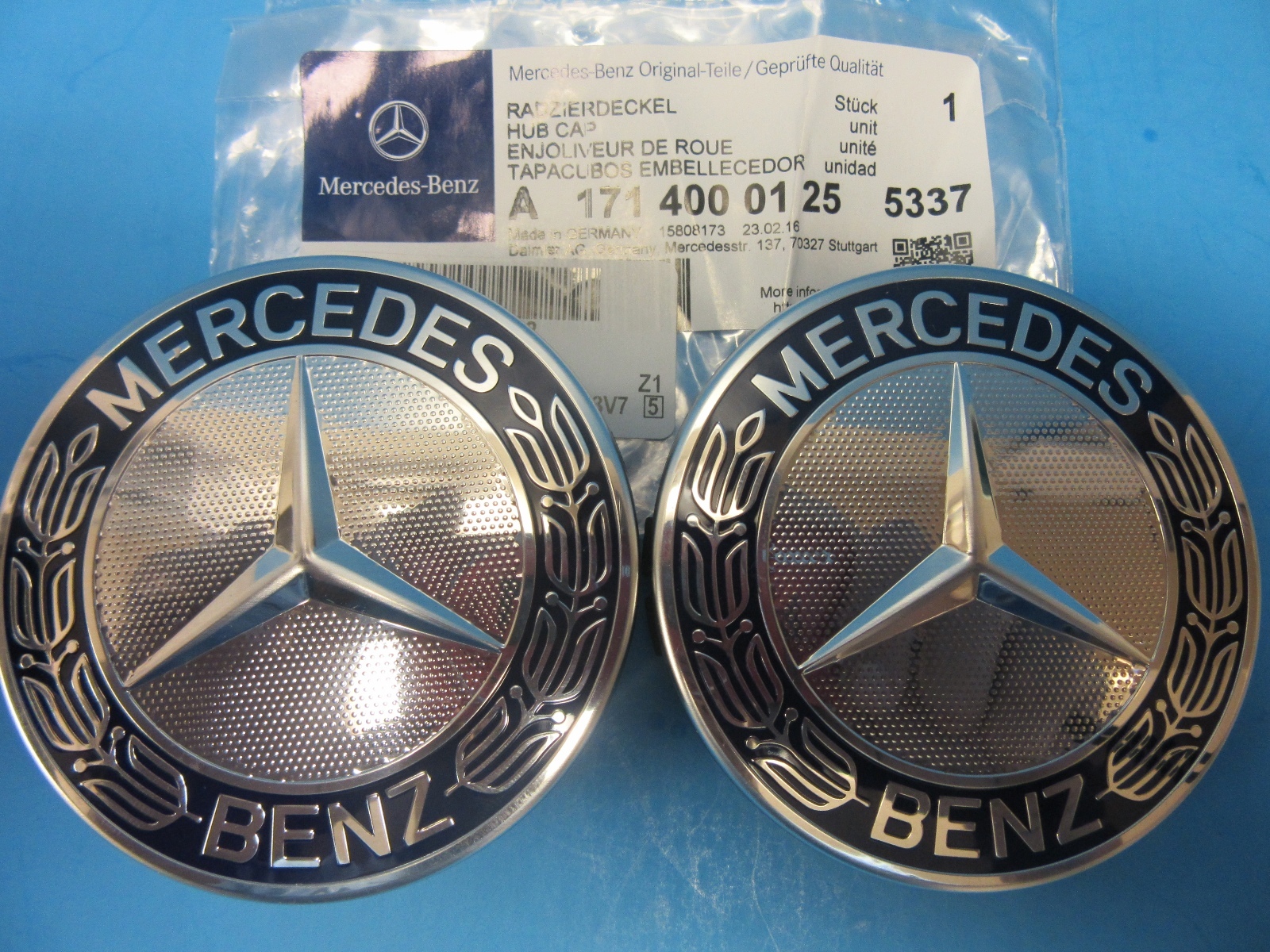 Alloy Wheel Hub Caps Emblem Royal Blue 2PCS Set For Mercedes
