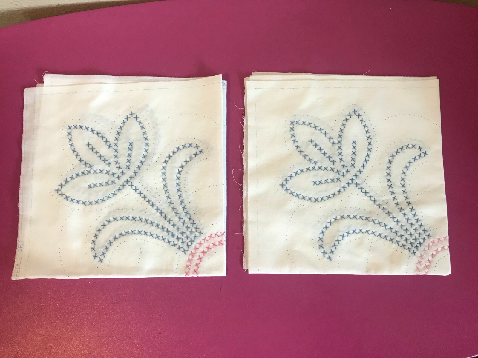 6 Vtg Jack Dempsey Needle Art Floral Embroidered Quilt Blocks 16 3/4