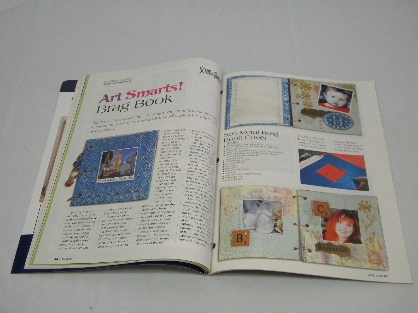 Scrap & Stamp Arts April 2008 magazine pattern scrapbook and stamping card makin