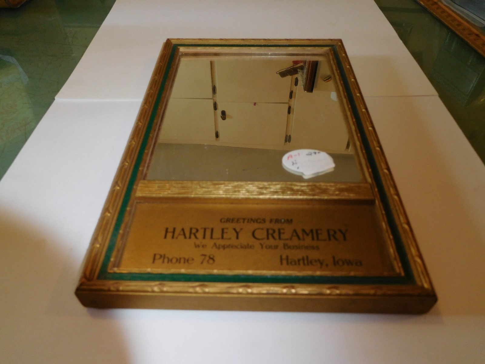 HARTLEY, IOWA--HARTLEY CREAMERY-PH 78-8.5X5.5IN-WOOD-MIRROR ADV-EX.-2 TONE FRAME