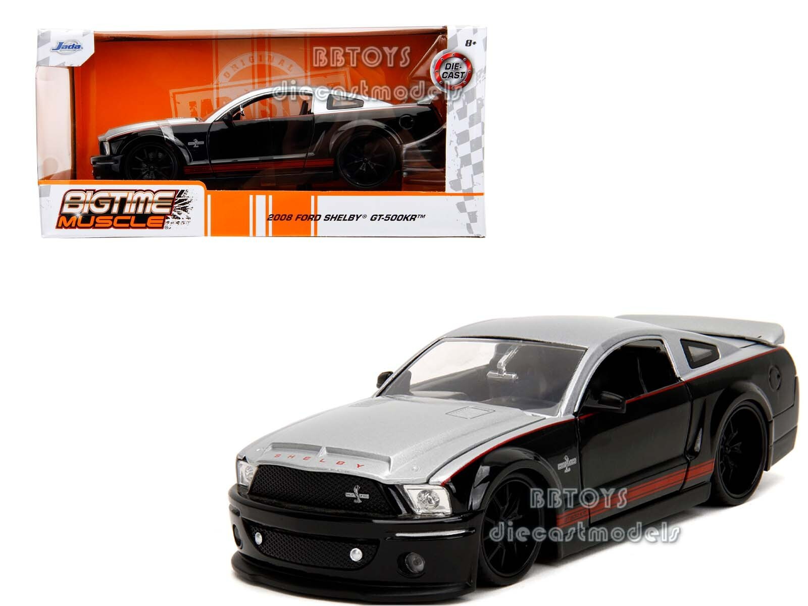 未開封品　Jada Toys 2008 GT-500KR 1/24 マスタング 2008 FORD SHELBY MUSTANG GT-500KR SILVER & BLACK 1/24