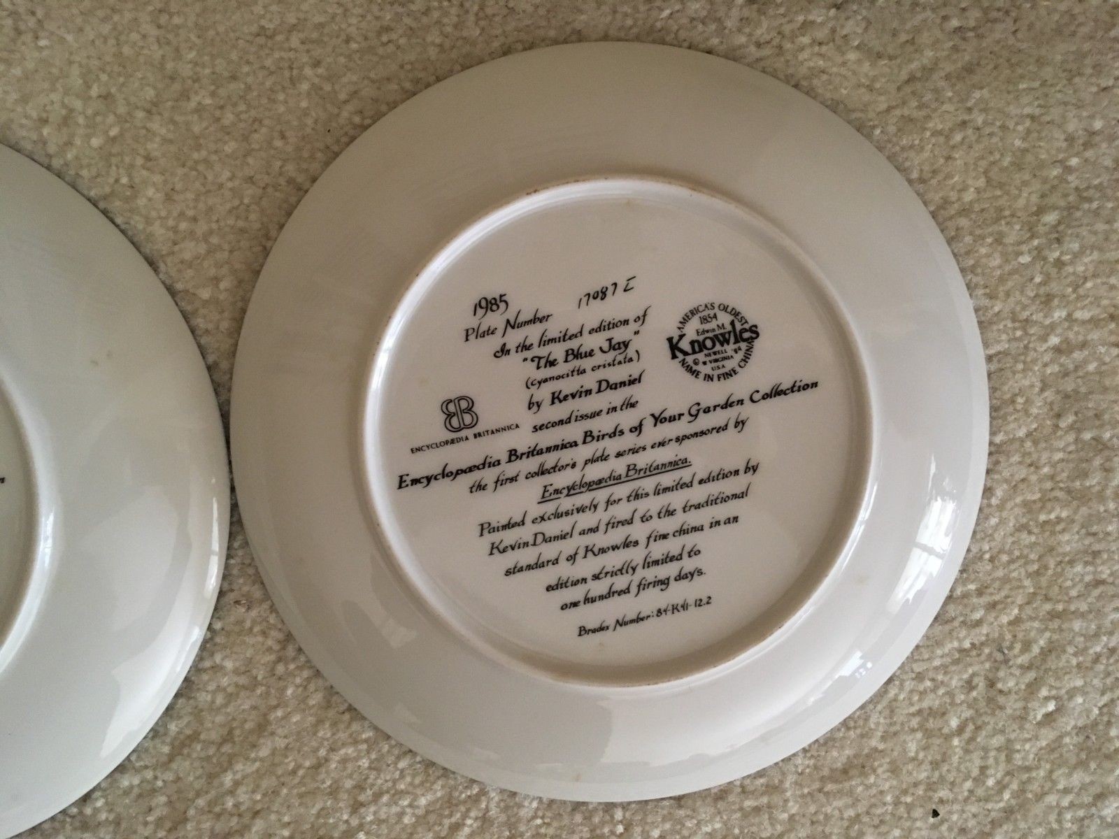 1985-87 KNOWLES Encyclopedia Britannica Birds of Your Garden Plate ~ Set of 4