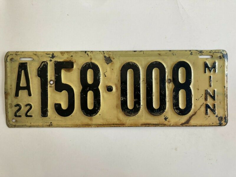 1922 Minnesota License Plate All Original Paint