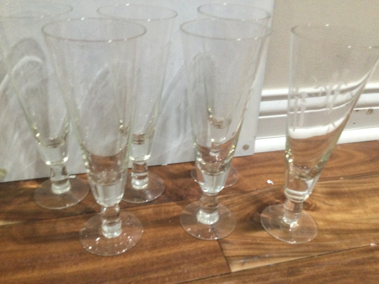 Vintage MCM Set Of 6 Noritake Sasaki Etched Bamboo Crystal