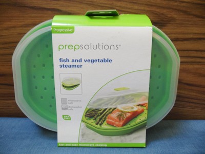 Progressive Prep Solutions Microwave Fish and Veggie Steamer Microwave Safe 
