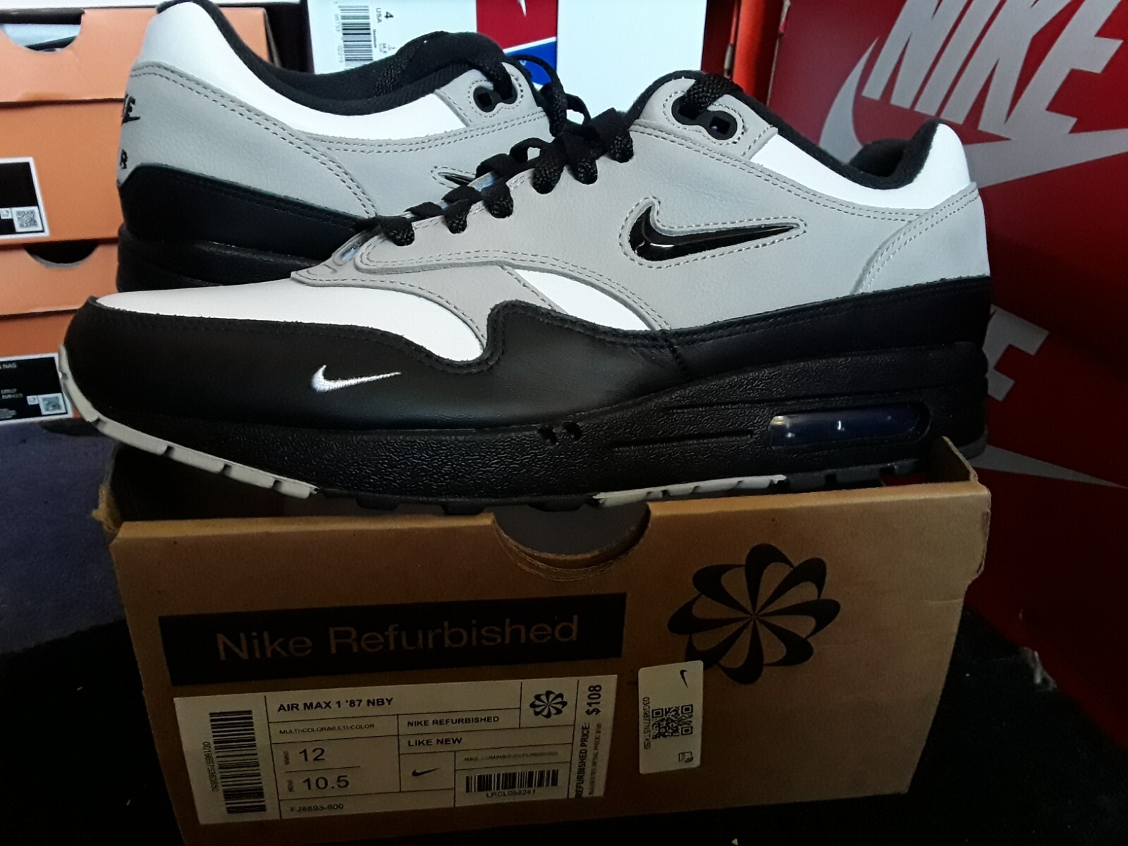 Womens Nike Air Max 1 87 NBY ID By You Jewel Swoosh Black