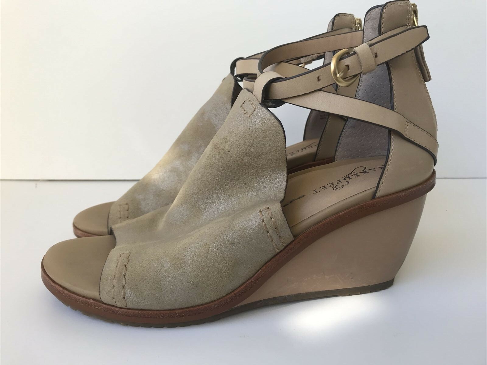 Naked Feet Naked Feet Womens Crux Wedge Open Toe Leather