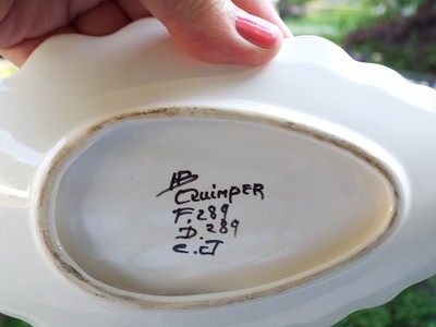 Vintage HB Henriot Quimper French Faience Dish Tray F.289 D.289 size 7.25