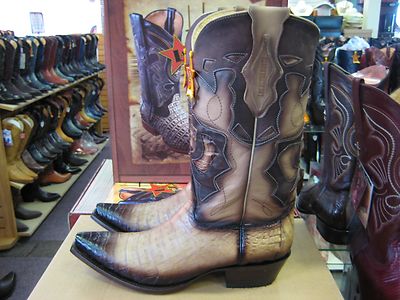 Pre-owned Los Altos Boots Los Altos Beige Genuine Snip Toe Crocodile Western Cowboy Boot (ee+) 928215
