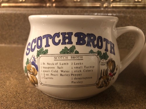 Lot Of 2- Scotch Broth & Oxtail Soup Recipe Ceramic Soup Bowls Cups With Handle