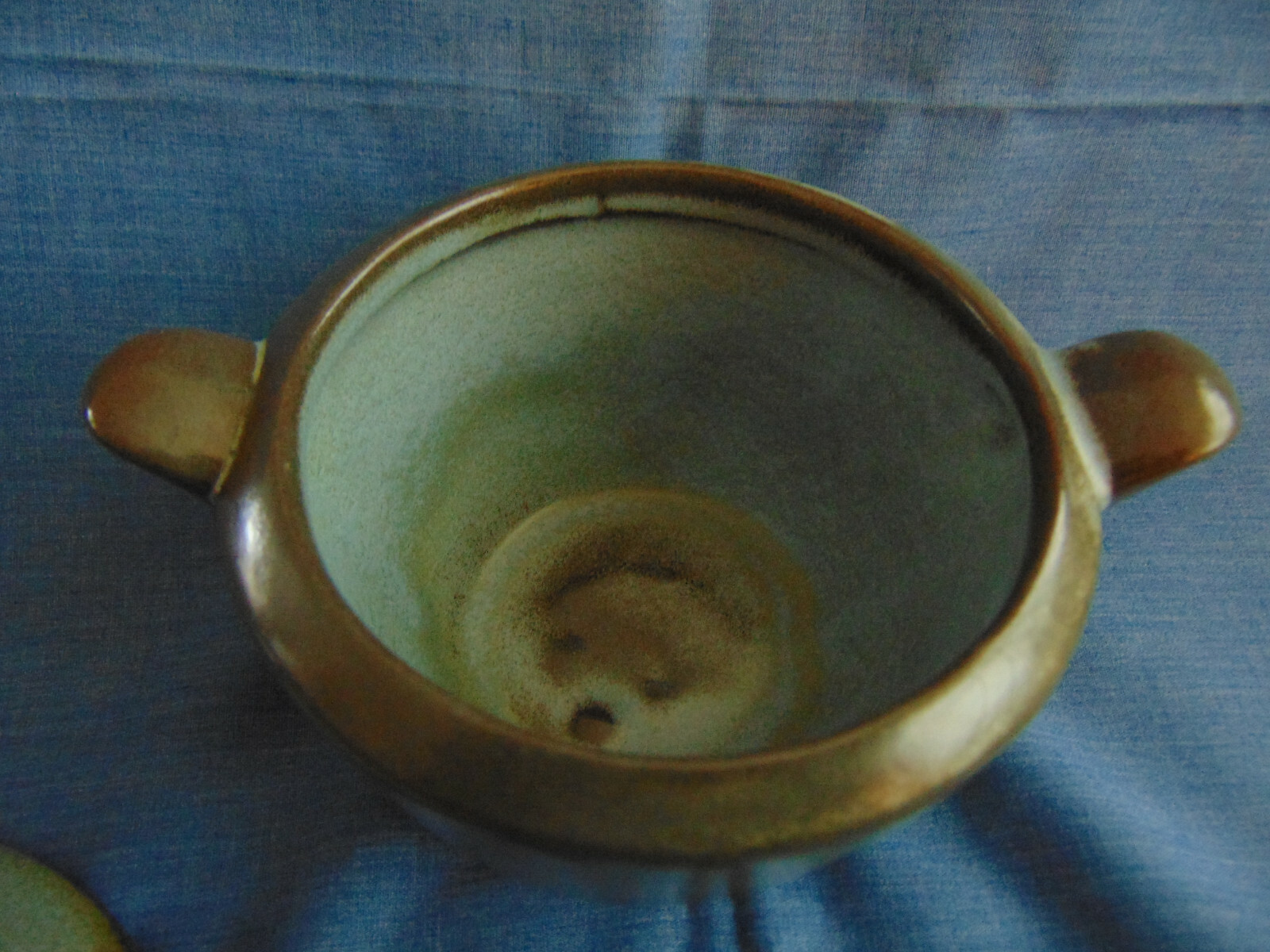 VTG FRANKOMA POTTERY WESTLAND WOODLAND MOSS 6B SUAR BOWL W/LID