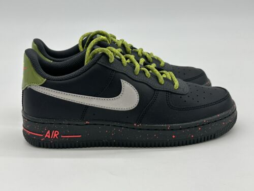 Nike Air Force 1 GS 'Metallic Silver' Black Size 5.5Y