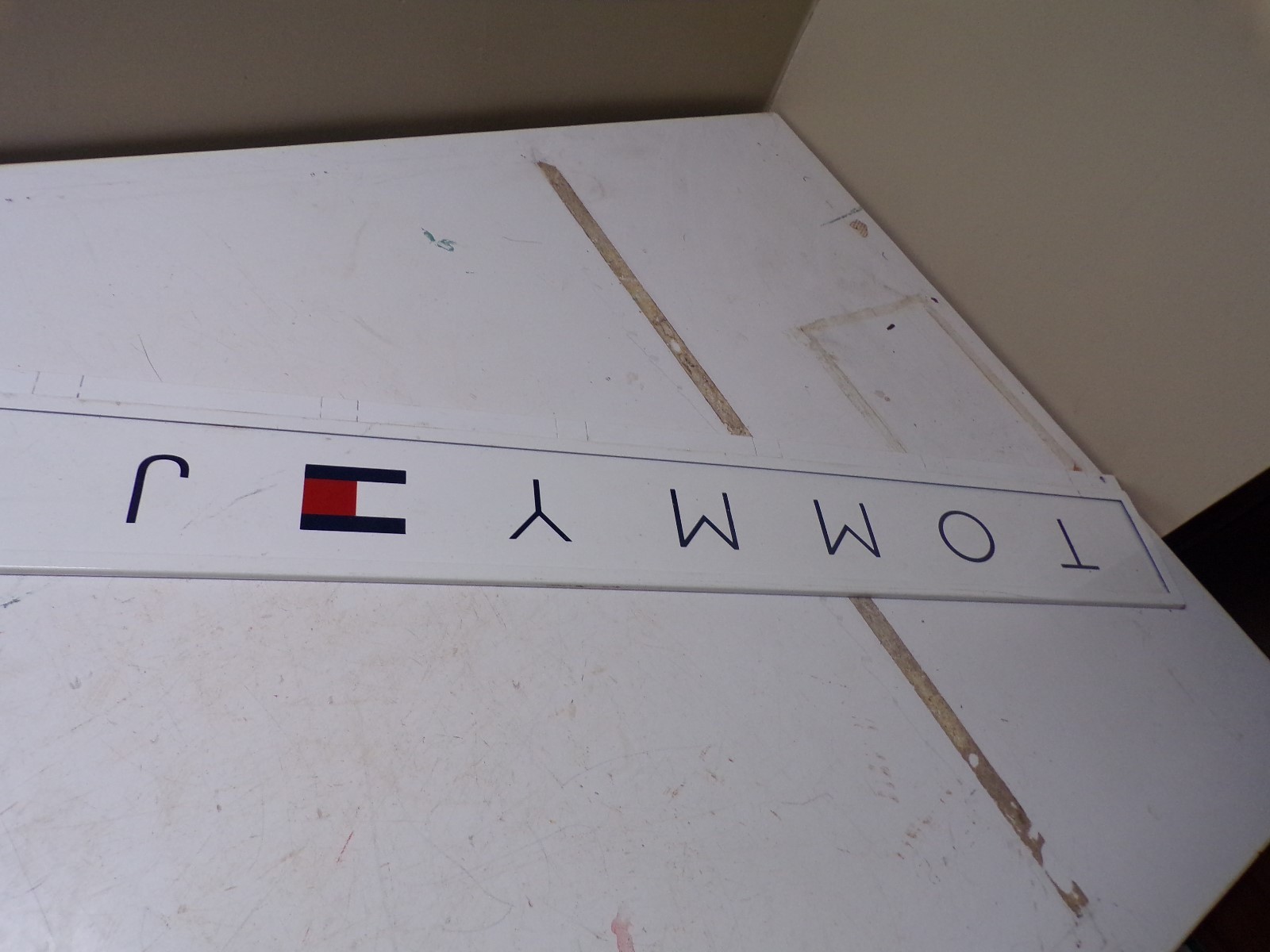 Old Tommy Halfiger Jeans Store Double Sided Metal Display Sign