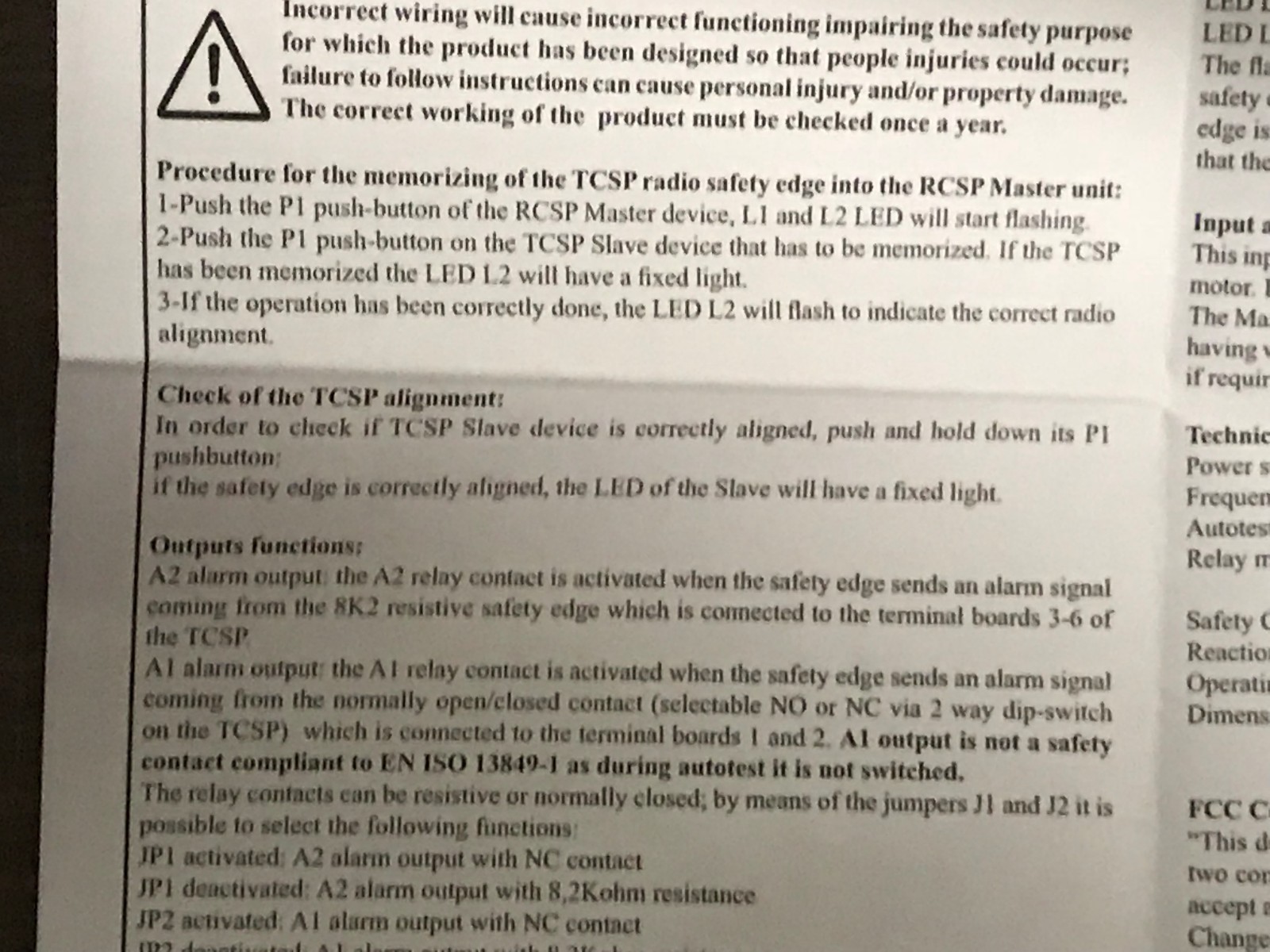 TELECO AUTOMATION RCSP240A04ALB RADIOSAFE MASTER UNIT 2.4Ghz 12/24V DOOR CONTROL