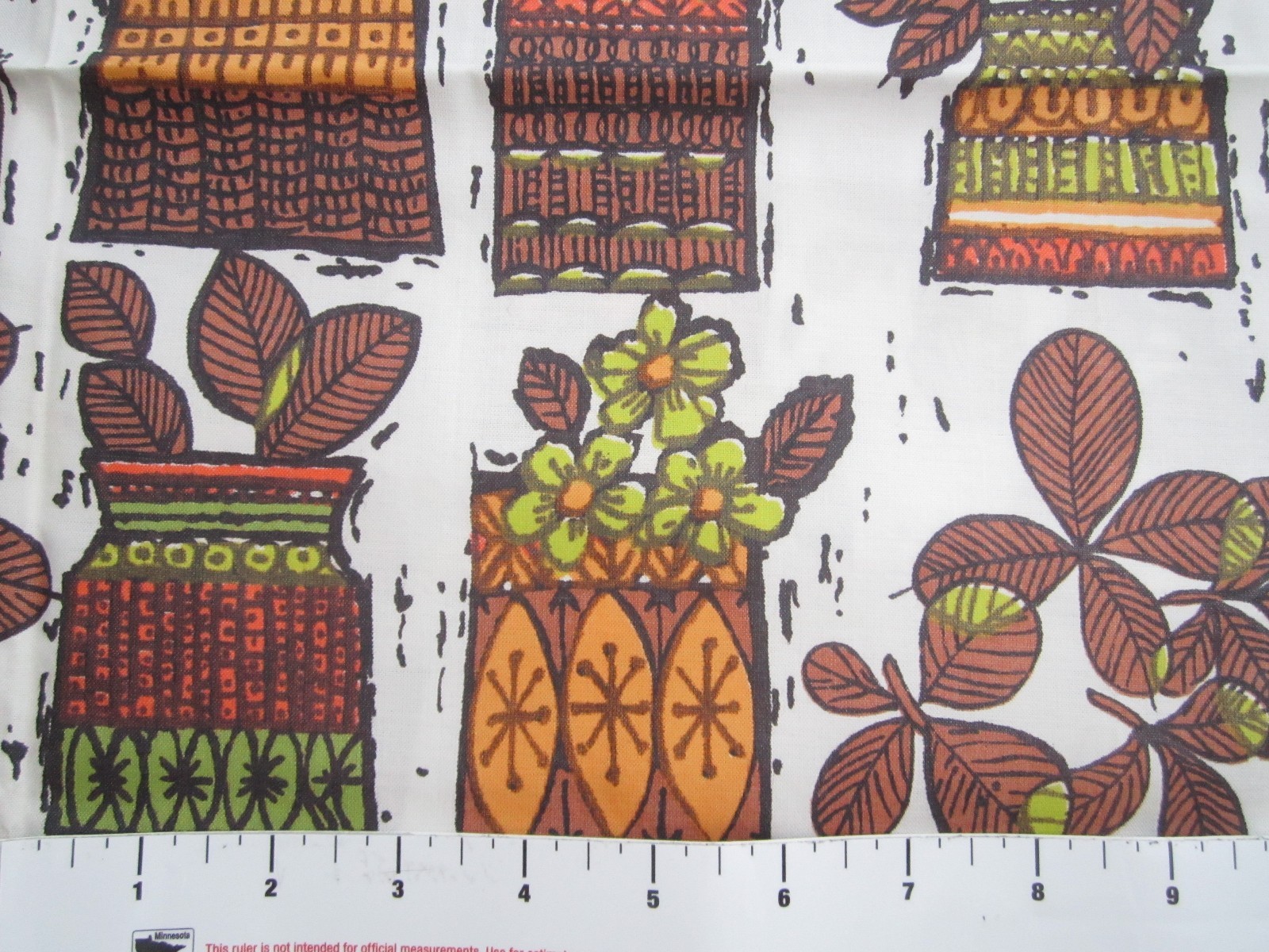 VINTAGE BROWN GREEN CHINTZ EVERGLAZE FABRIC 53