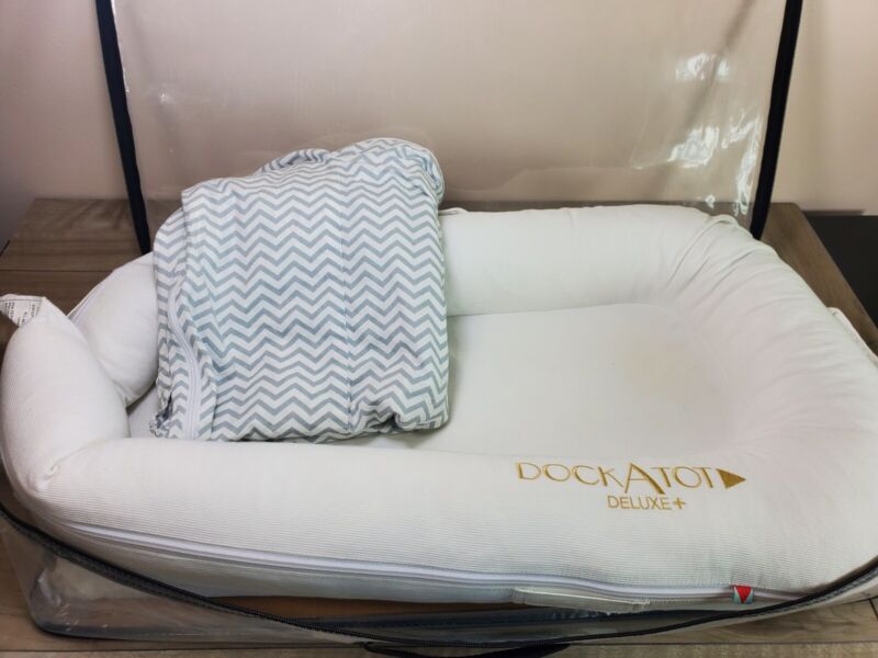 DockATot Deluxe+ Extra Cover White Infant Lounger Pillow Cushion Baby Portable