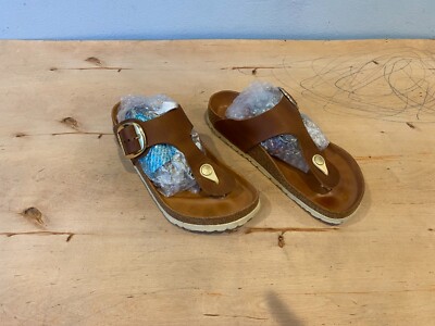 Birkenstock Gizeh Big Buckle Sandal , Antique Cognac Leather , Sz 38 / 7 - 7.5