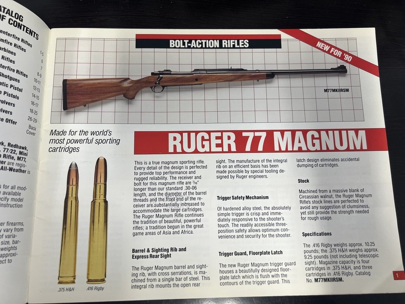 Catalogue Ruger Armes Fines 1992 - SCARCE - Occasion