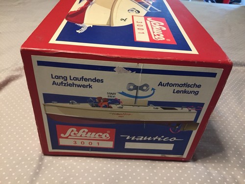 SCHUCO Windup Toy NAUTICO TIN PLATE Boat W/ Box