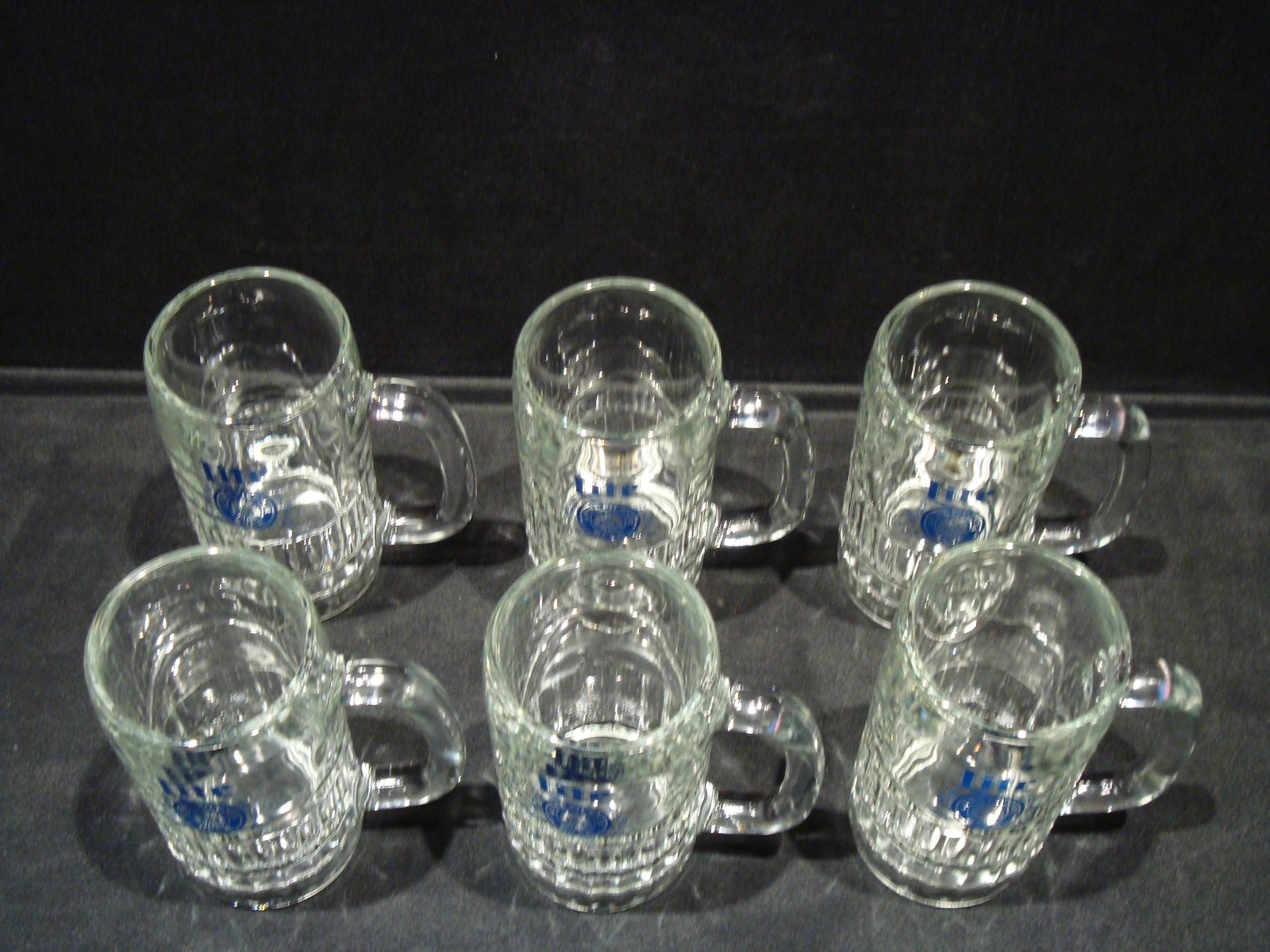MINT Set of 6 MILLER LITE GLASS BEER MUG HANDLE RIBBED BASE 5-1/2