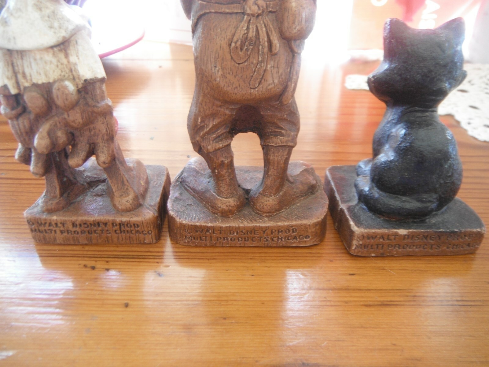 Vintage 1940's Disney Figurines Painted Geppetto Pinocchio and Figaro