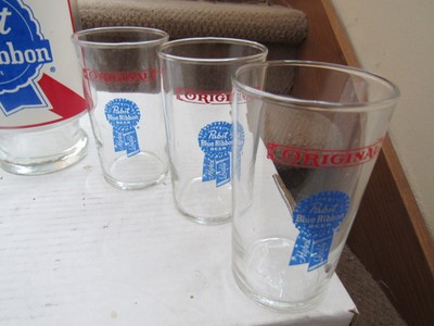 Pabst Blue Ribbon PBR 10 oz chaser taster beer glass 7 glass set LOT