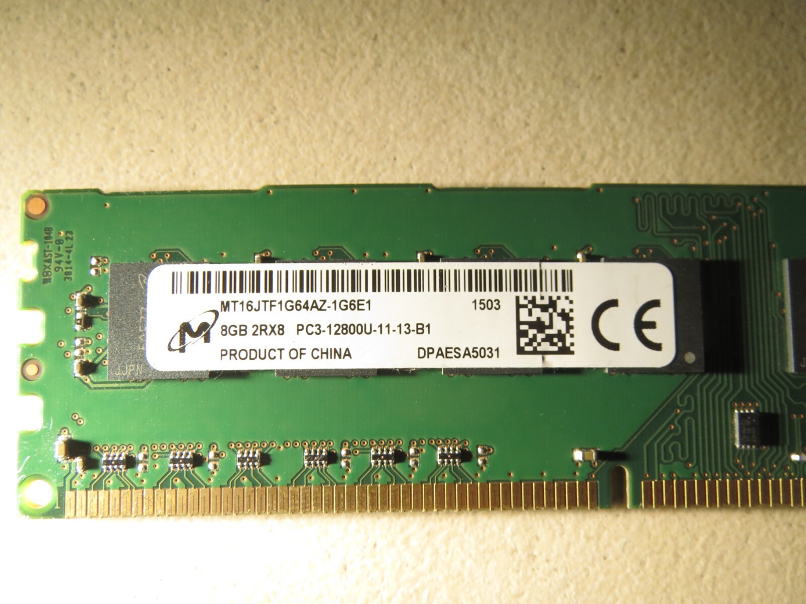 Micron 8GB 2Rx8 PC3L-12800U-11-13-B1 MT16KTF1G64AZ-1G6P1 Micron 8GB 2Rx8 PC3L-12800U-11-13-B1 MT16KTF1G64AZ-1G6P1
