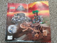 lego carnotaurus gyrosphere escape instructions