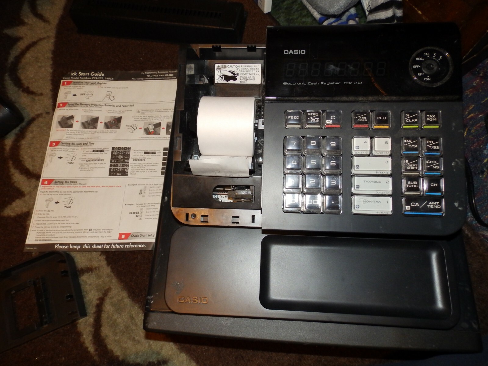 Casio PCR 272 Cash Register Small Business Retail Sales TESTED N WORKING NO KEYS