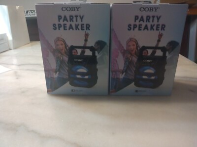 Lot Of (2) Coby Bluetooth 5.3 Connectivity Party Speakers Led Lights FM Radio 