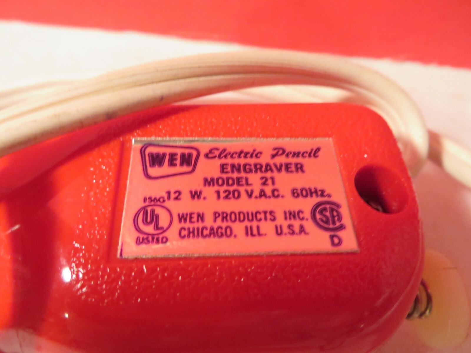 Vintage Wen Electric Pencil Engraving Tool, Model 21