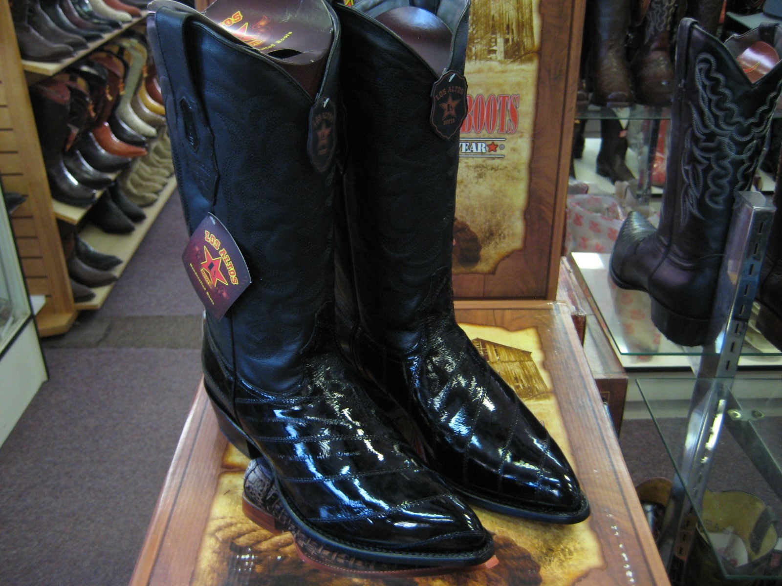 Pre-owned Los Altos Boots Los Altos Men Black Genuine Eel Western Cowboy Boot J-toe 990805 Ee