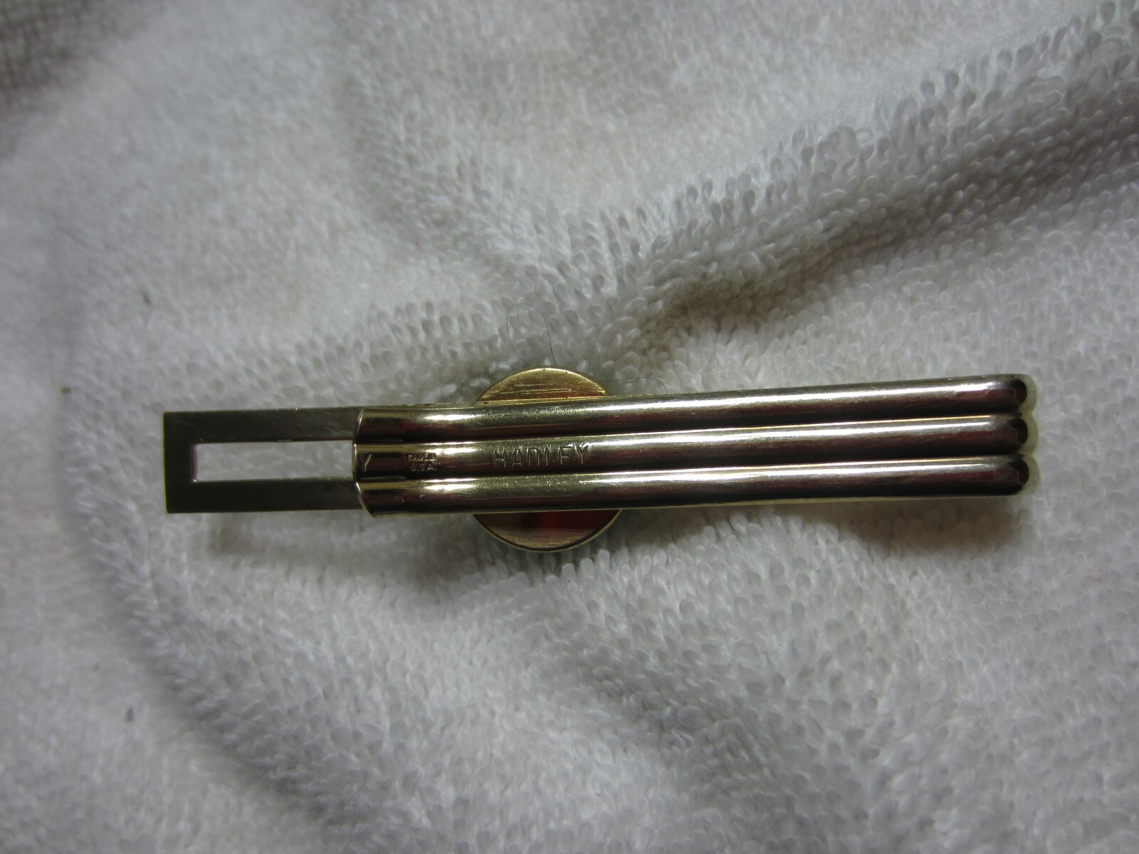 Vintage Hadley carbochan green moon stone money clip Made in USA