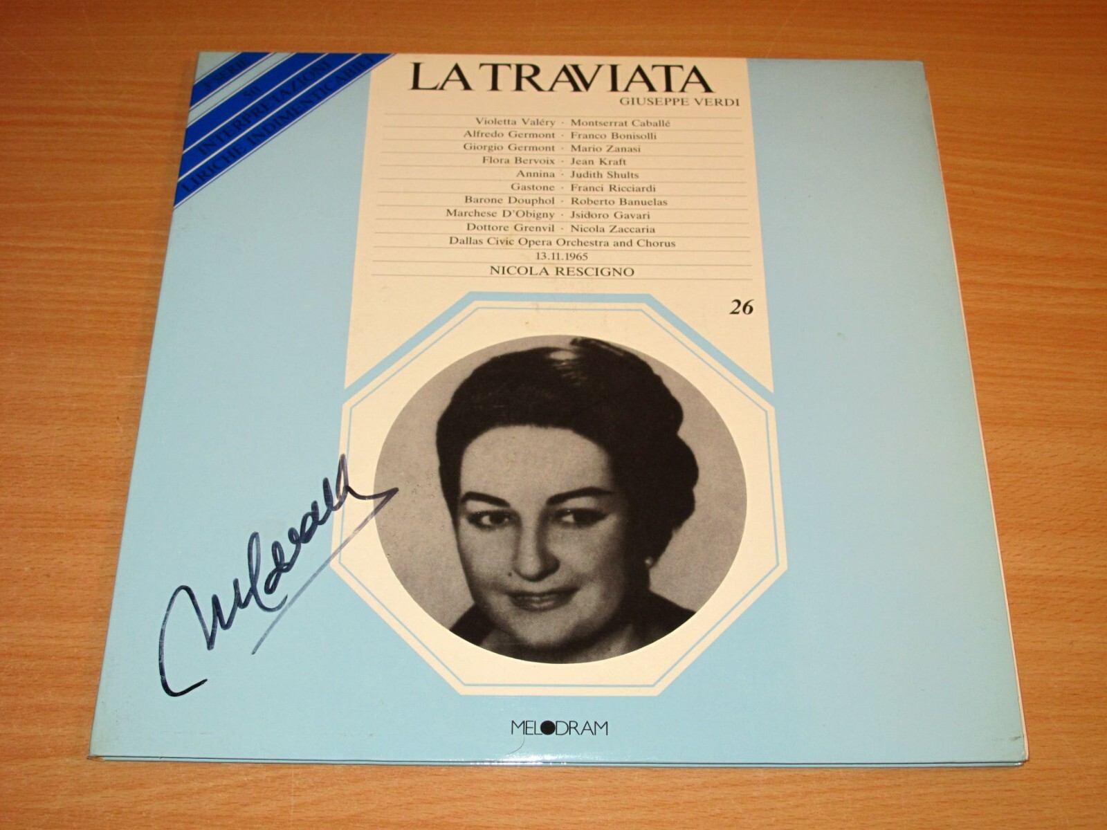 Montserrat Caballé signed 2 LP - La Traviata / autographed