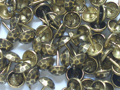 100 Hammered Head Antique Brass Finish Decorative Upholstery Tacks / Nails