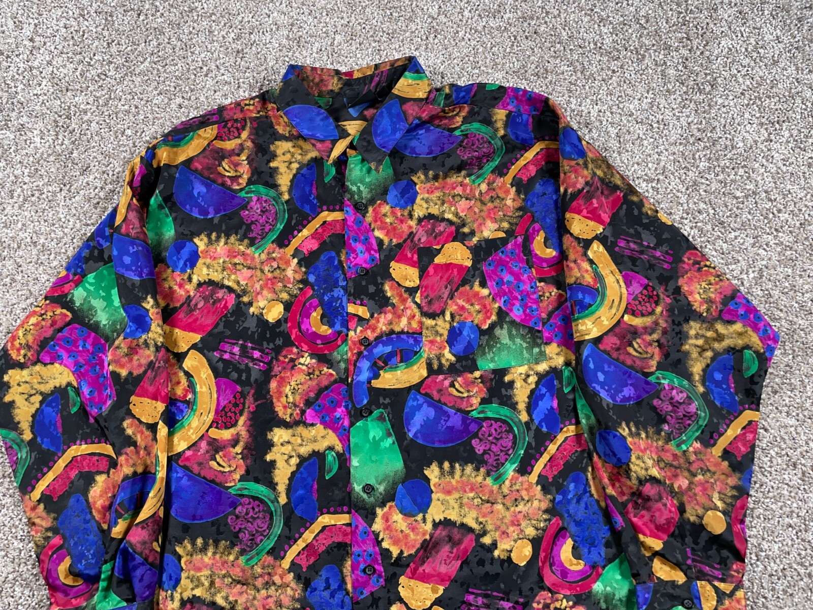 Oversized 90s Colorful Abstract Pattern Rayon Shirt Adult XL Oversized 90s Colorful Abstract Pattern Rayon Shirt Adult XL