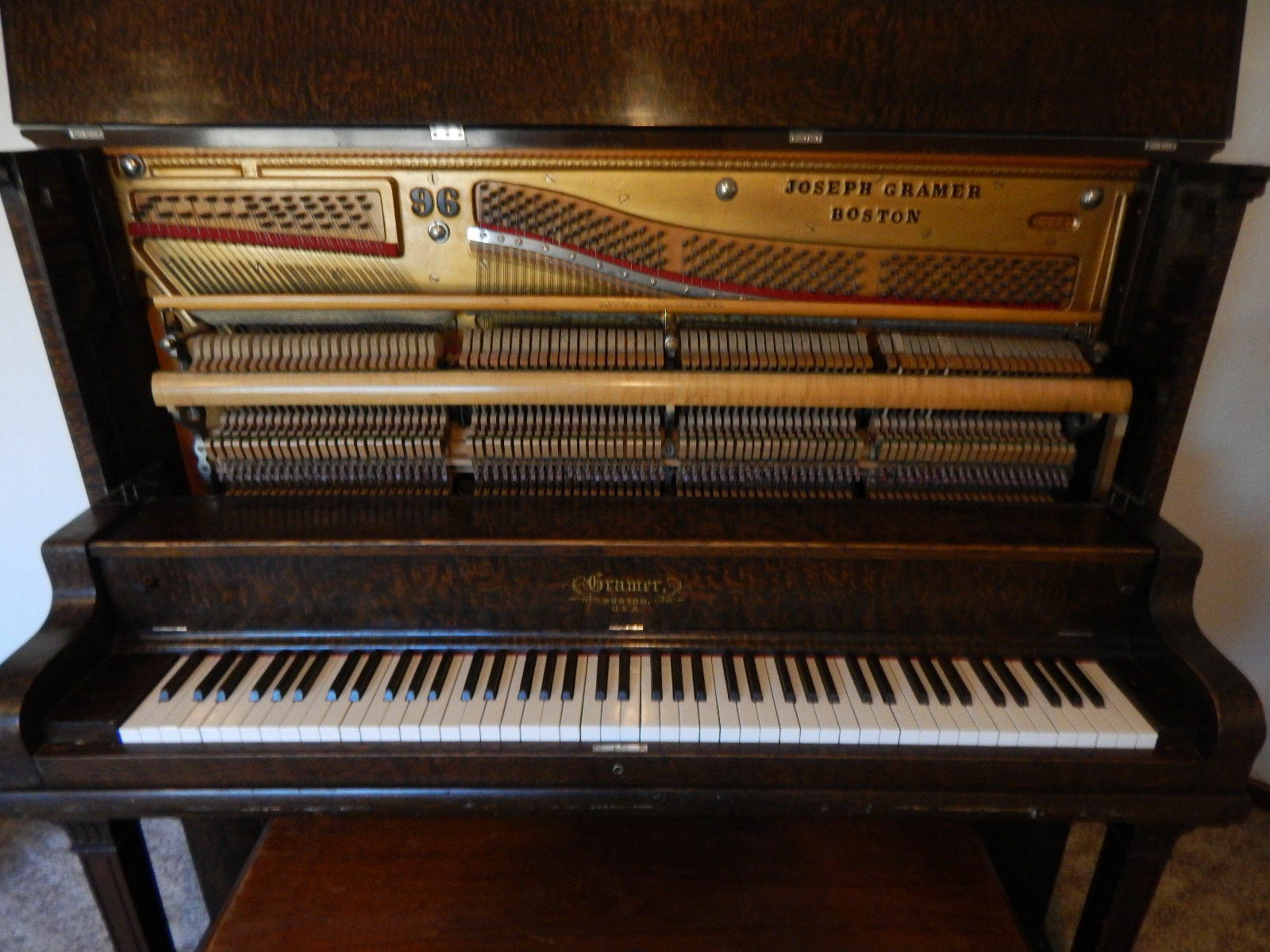 1913 Joseph Gramer Boston Upright Piano
