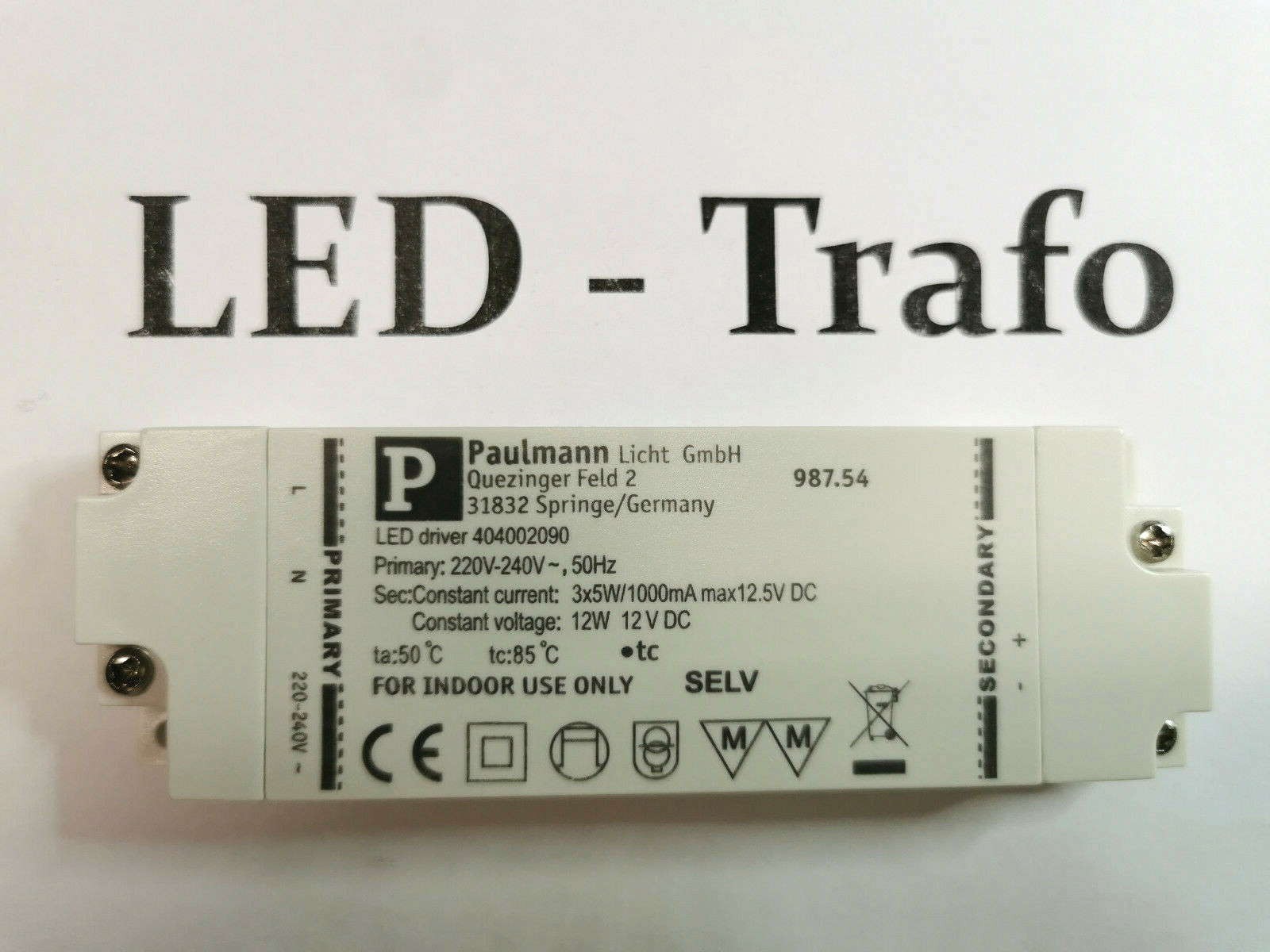 Paulmann 987.54 LED Treiber (Netzteil) - 12V Gleichstrom, Flach, Mit Steckverbinder, Silber
