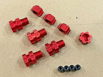 Aluminum 17mm Wheel Hex Adaptor +10mm Extensions Traxxas 1/10 MAXX Red 