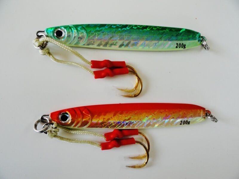 2 Pcs 200g / 7oz Knife Vertical Butterfly Jigs Saltwater Fishing Lures 