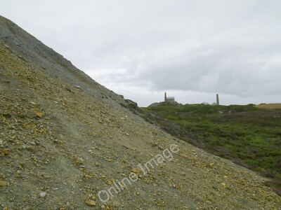 Photo 6x4 Wheal Kitty Mine and Spoil Heap Cross Coombe Looking inland fro c2010