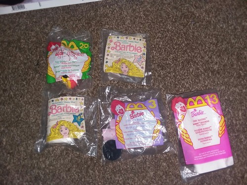 LOT OF 5 VINTAGE MCDONALD'S HAPPY MEAL TOY BARBIE DOLLS CAREERS ACTIVITIES HAIR