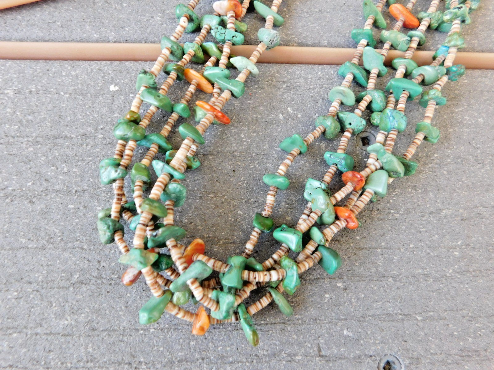 Lovely Vintage American Southwest Turquoise & Seed Bead Necklace 28