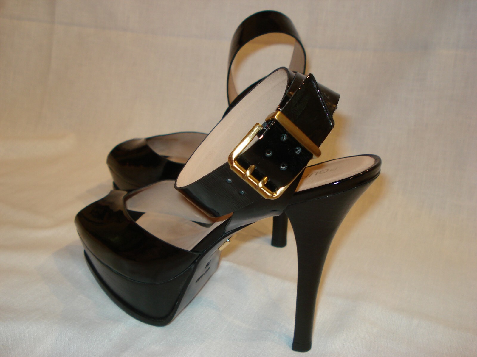 STRIPPER HEELS POLE DANCER BLACK PATENT 