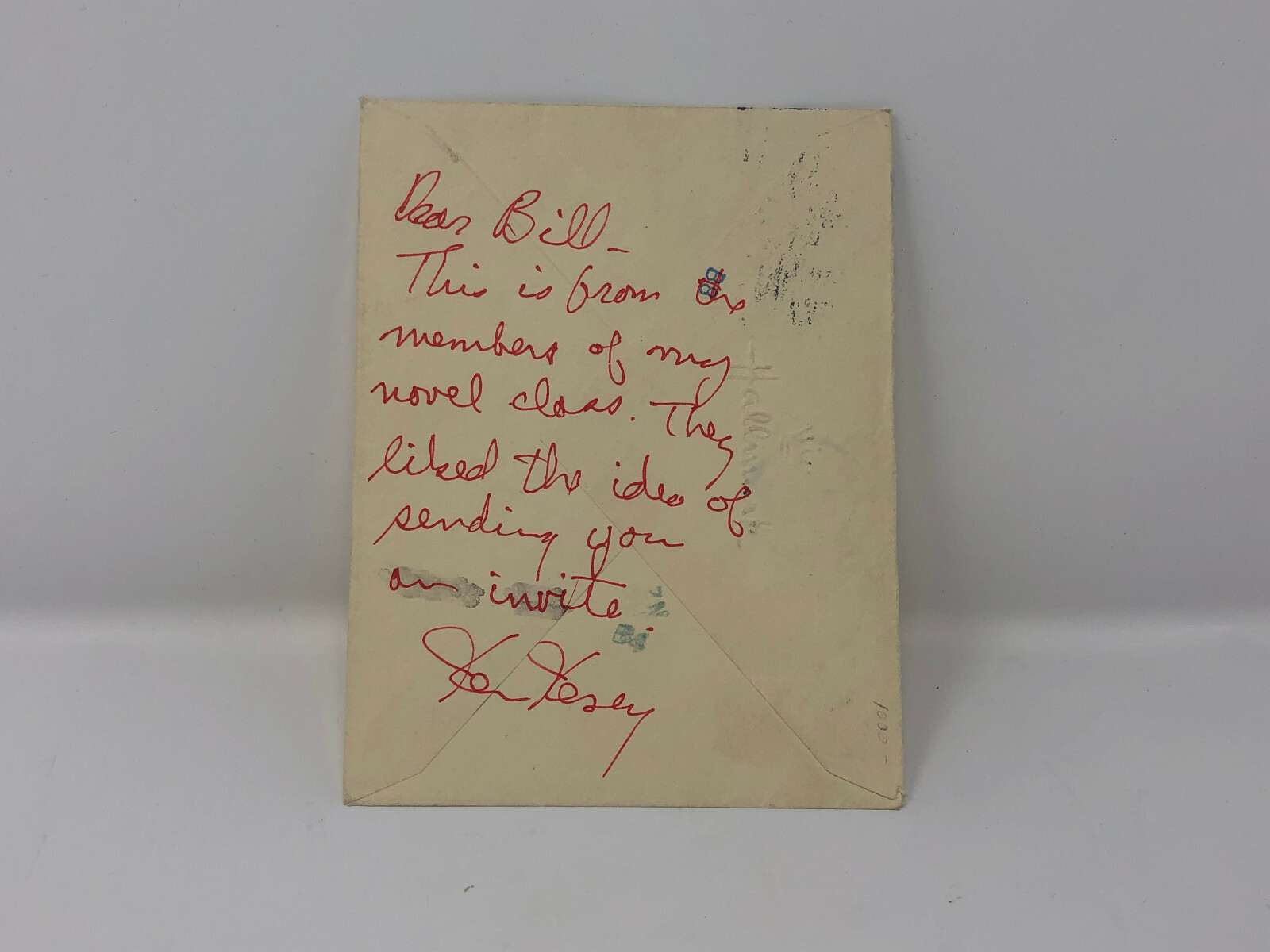 Ken Kesey to William S. Burroughs Hand Written Note w/Invitation Card 1988