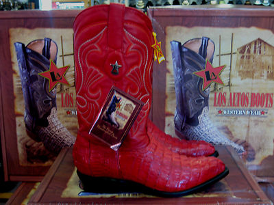 Pre-owned Los Altos Boots Los Altos Women Red Genuine Crocodile Tail Western Cowboy Boot (m) L091121